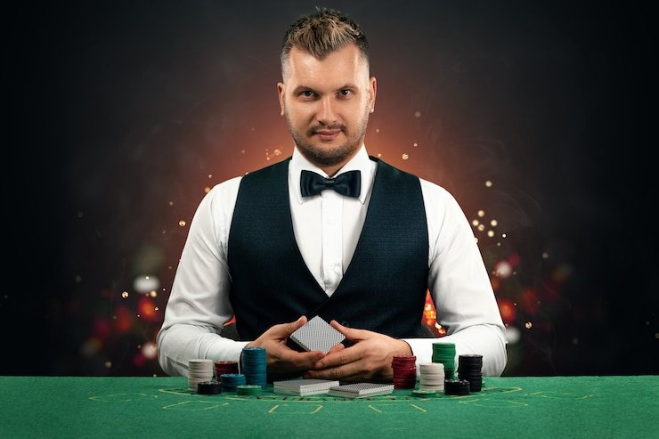 Suasana meja Live Casino marina77 dengan dealer nyata siaran langsung